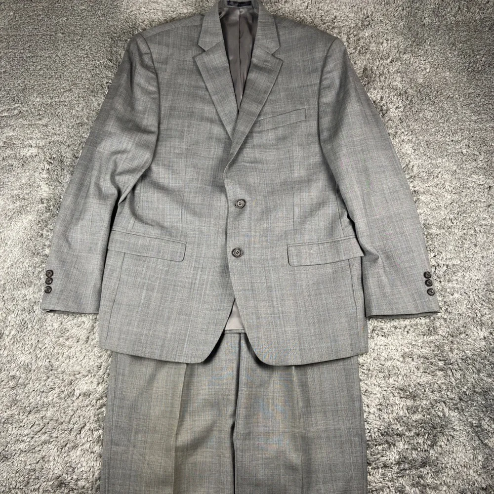 Lauren Ralph Lauren 2 Piece Suit Mens 42R Blazer 34x30 Pant Gray Glen Plaid Wool
